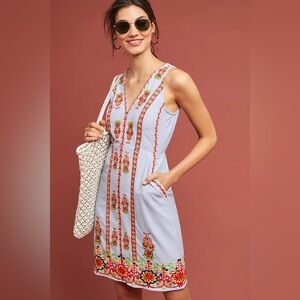 Maeve Anthropologie Madeline Embroidered Shift Dress size 12